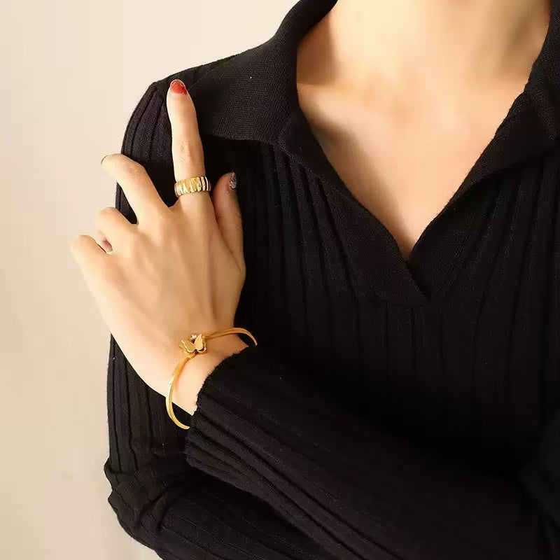 #6 Stainless steel gold-plated bracelet 2-year color warranty with a minimum order of 50 pieces
