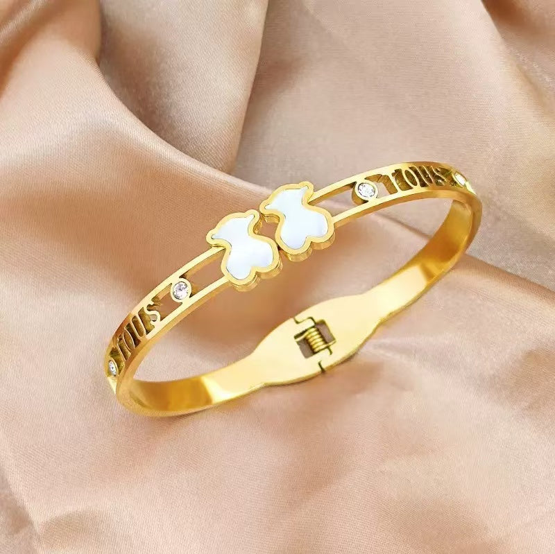 #7 Stainless steel gold-plated bracelet 2-year color warranty with a minimum order of 50 pieces