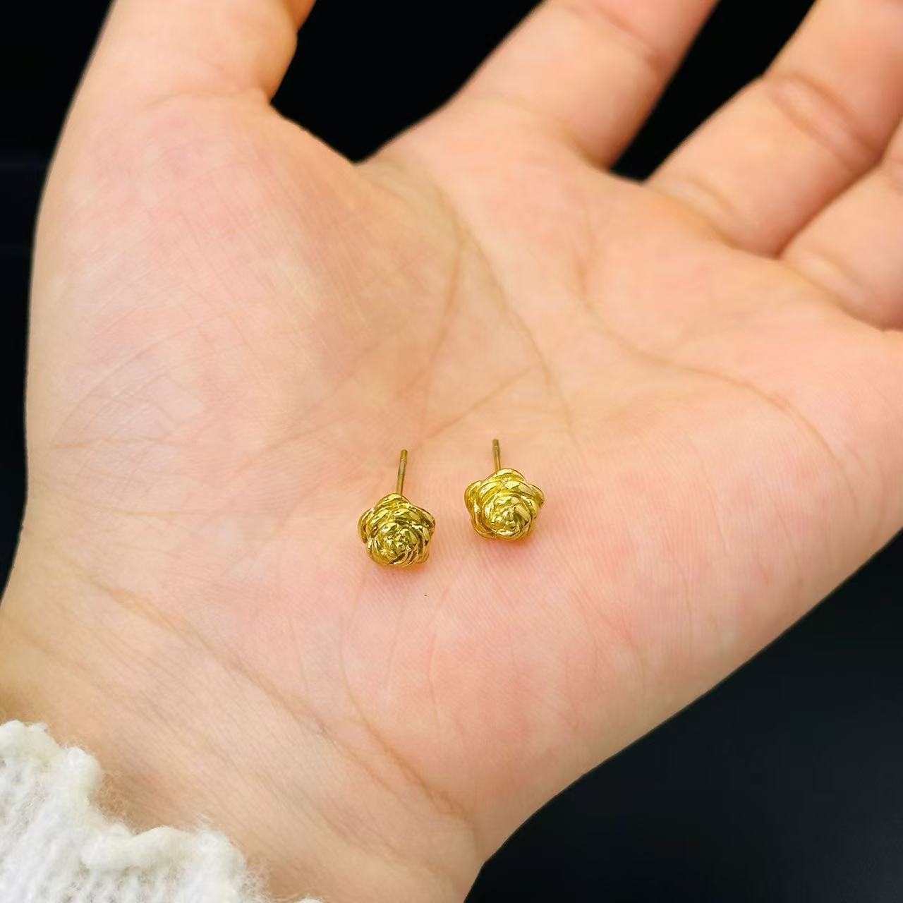 #13 Stainless Steel Rose Gold Earrings 2 Year Color Warranty with 50 Pieces for Minimum Order