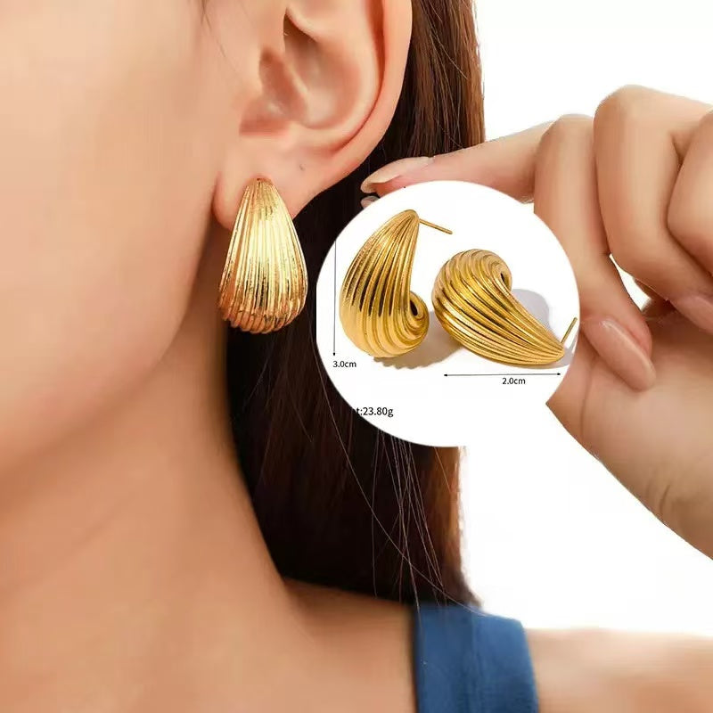 #14 Stainless Steel Rose Gold Earrings 2 Year Color Warranty with 50 Pieces Minimum Order