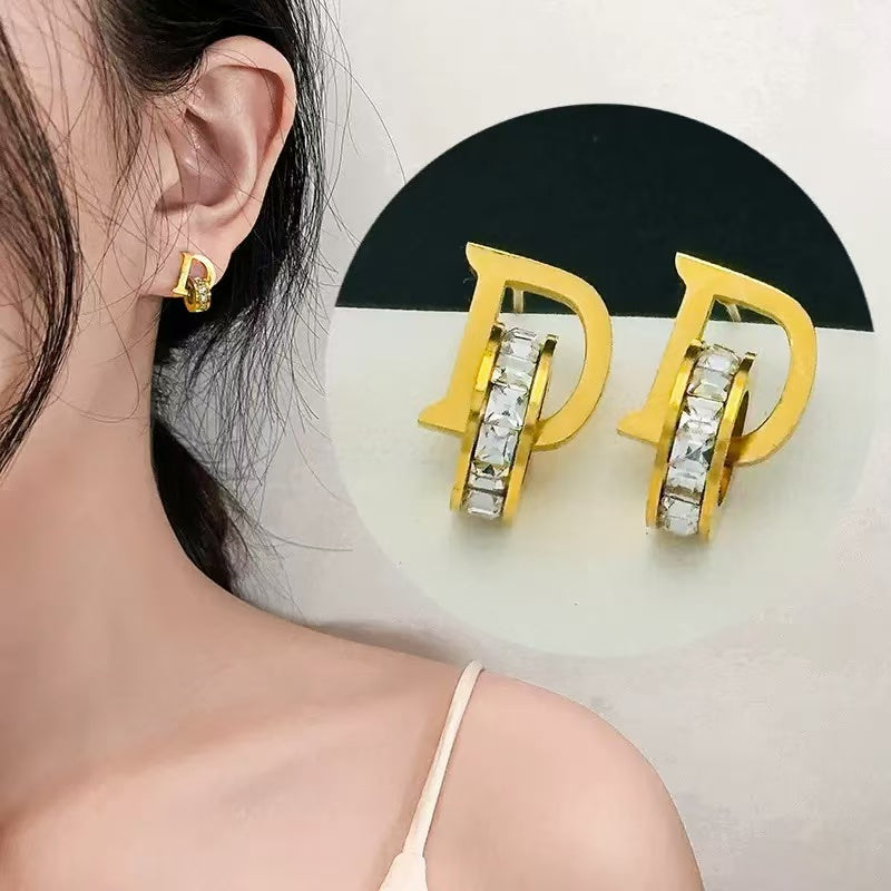 #21 Stainless Steel Rose Gold Earrings 2 Year Color Warranty with 50 Pieces Minimum Order