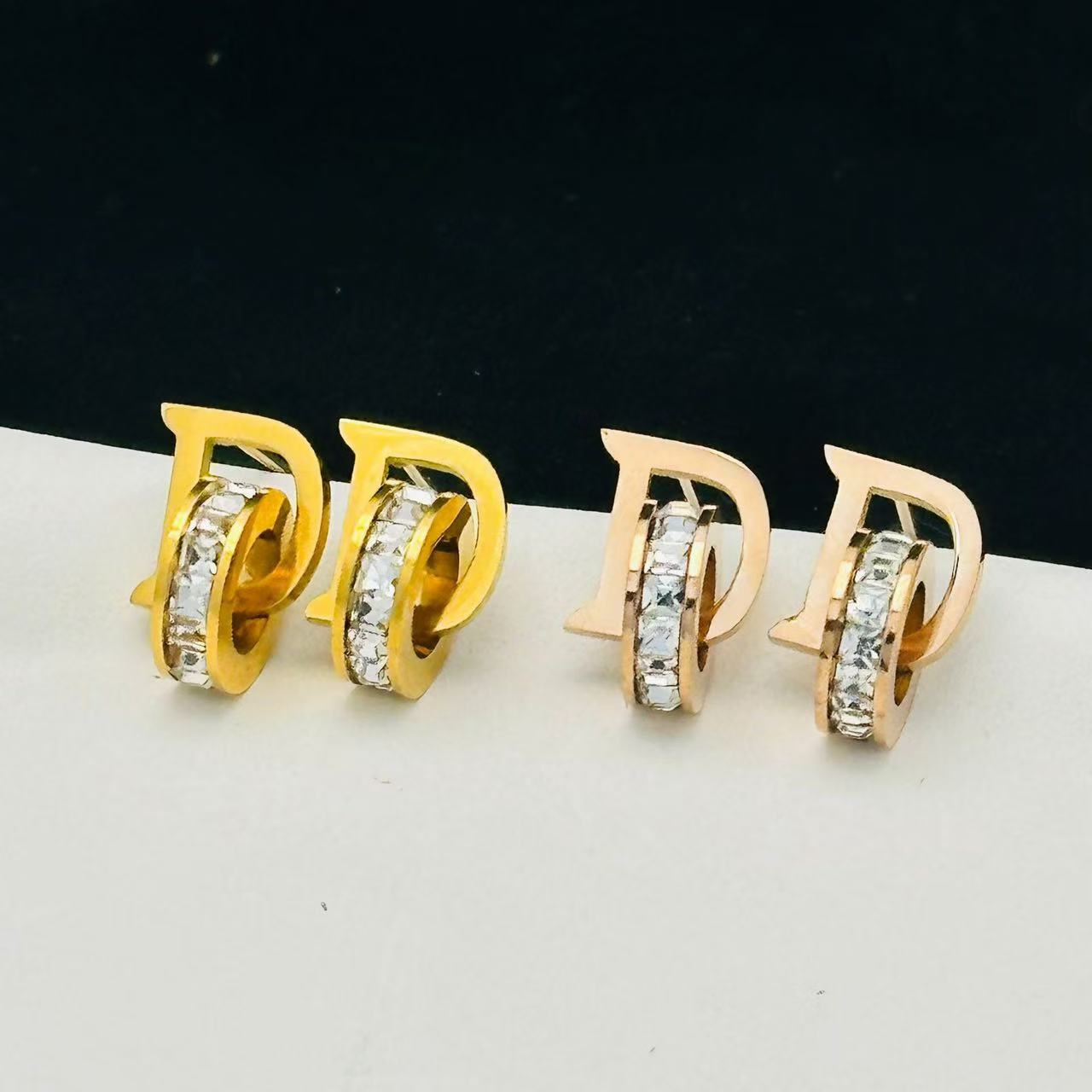 #21 Stainless Steel Rose Gold Earrings 2 Year Color Warranty with 50 Pieces Minimum Order