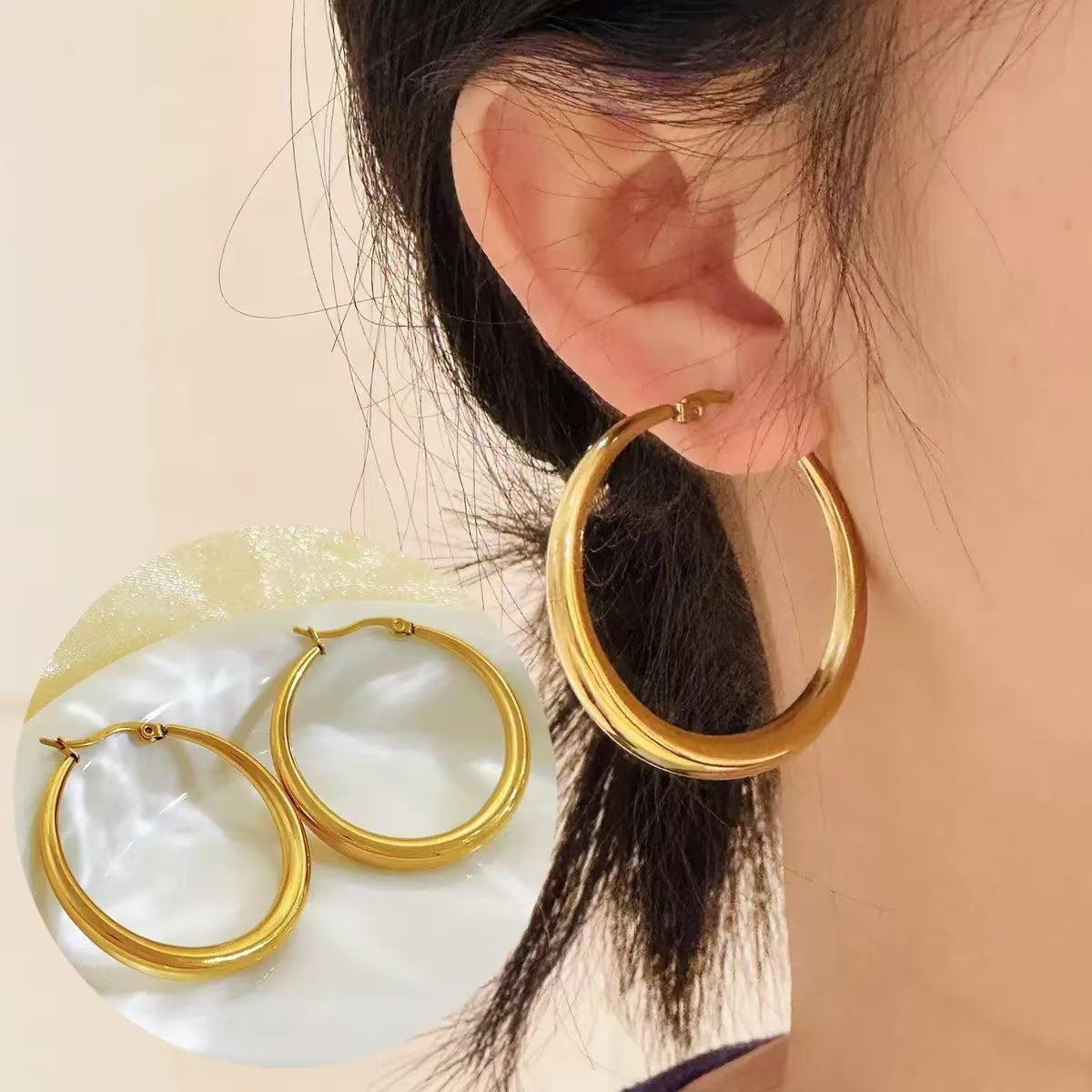 #22 Stainless Steel Rose Gold Earrings 2 Year Color Warranty with 50 Pieces for Minimum Order