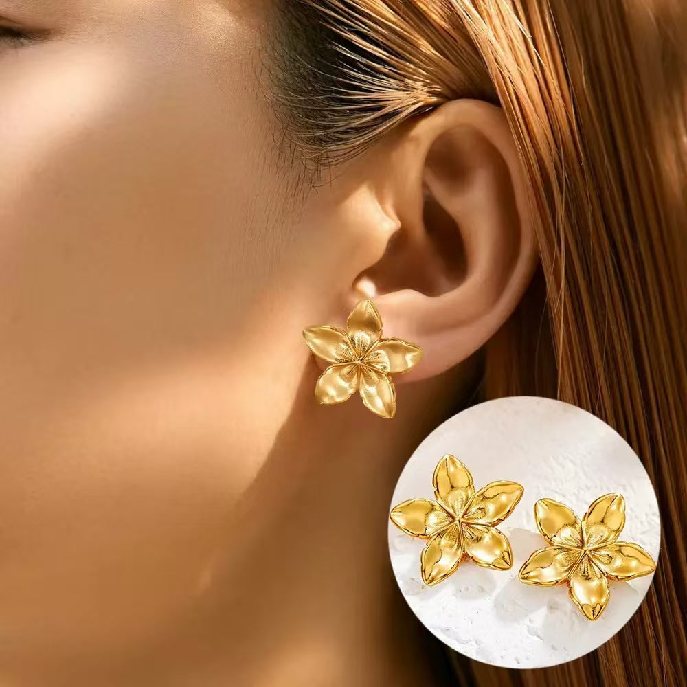 #28 Stainless Steel Rose Gold Earrings 2 Year Color Warranty with 50 Pieces for Minimum Order