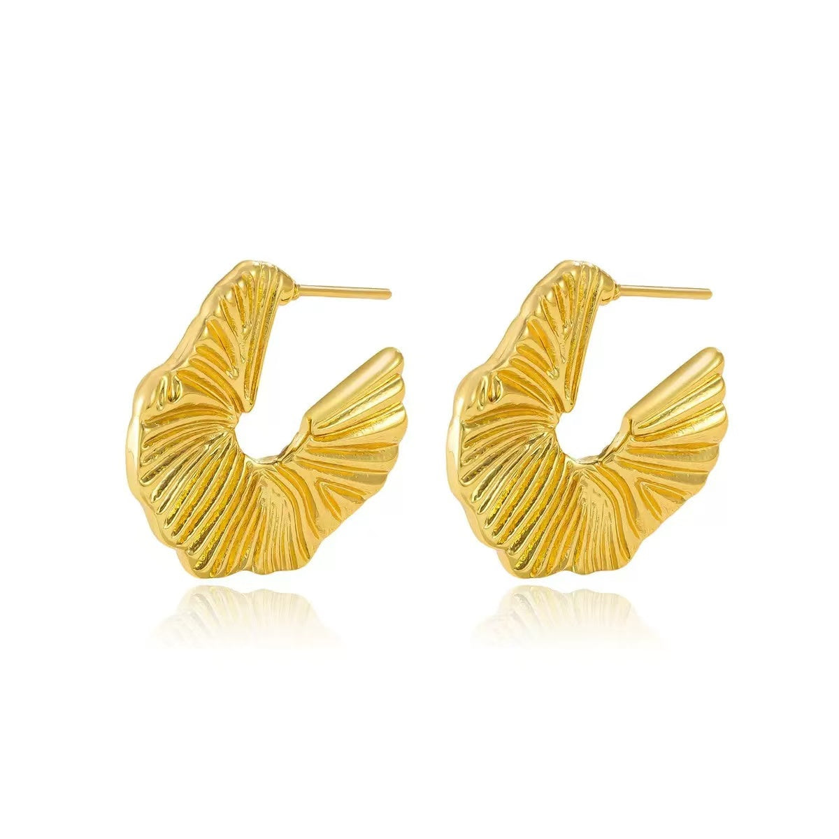 #34 Stainless Steel Gold Plated Earrings 2 Year Color Warranty with 50 Pieces Minimum Order