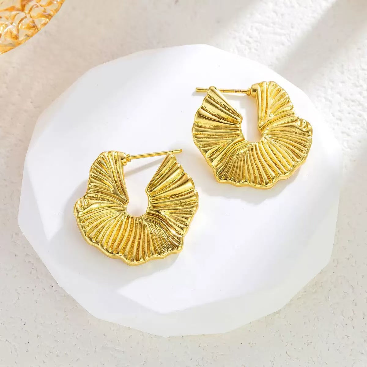 #34 Stainless Steel Gold Plated Earrings 2 Year Color Warranty with 50 Pieces Minimum Order