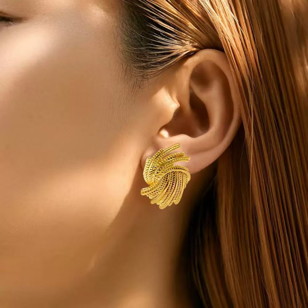 #35 stainless steel gold-plated earrings 2-year color warranty with a minimum order of 50 pieces