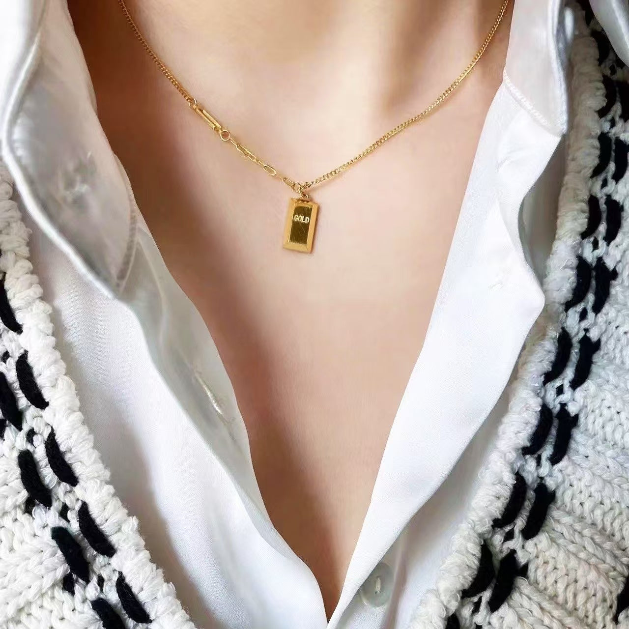#41 stainless steel gold-plated necklace 2-year color warranty with 50 pieces minimum order