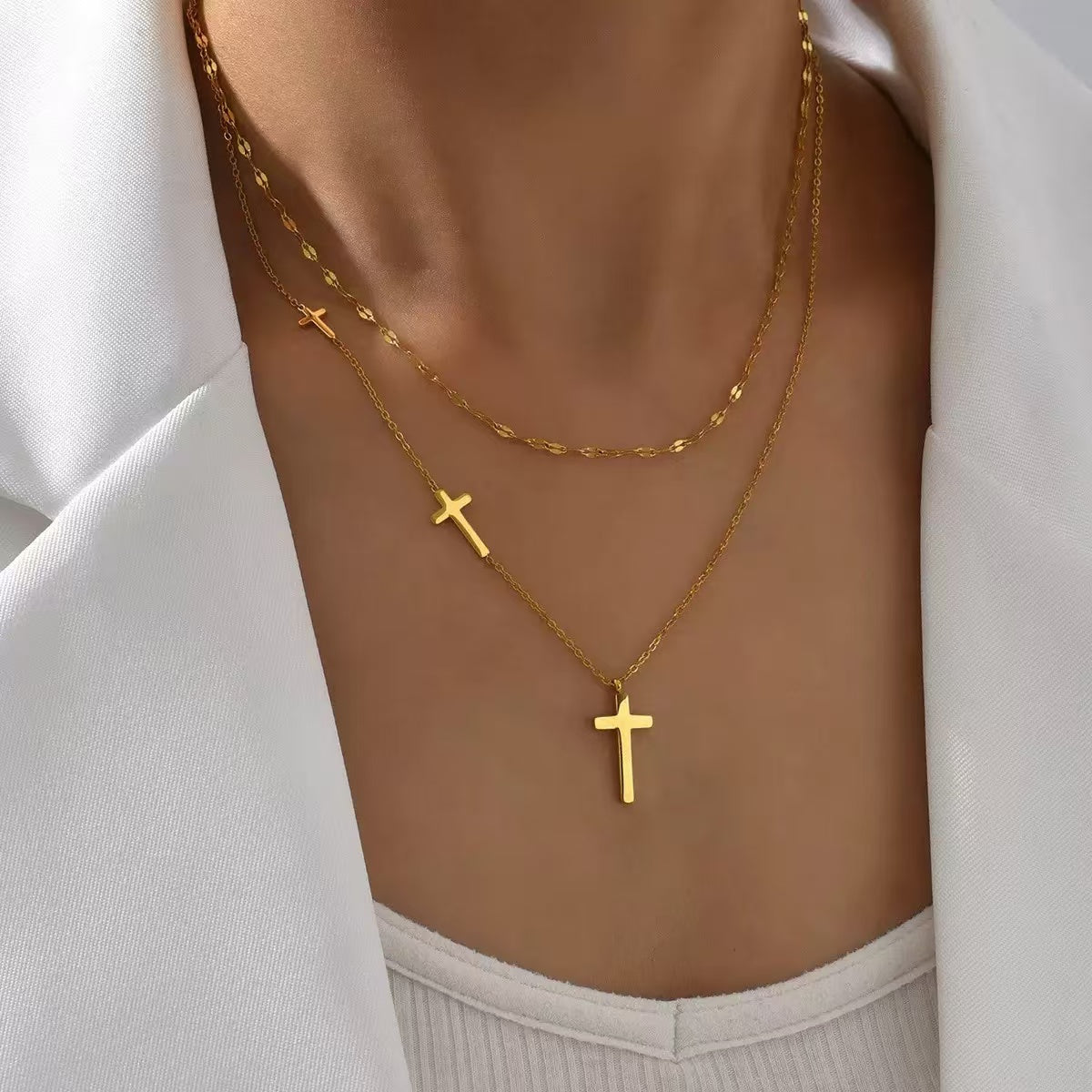 #51 stainless steel gold-plated necklace 2-year color warranty with 50 pieces minimum order