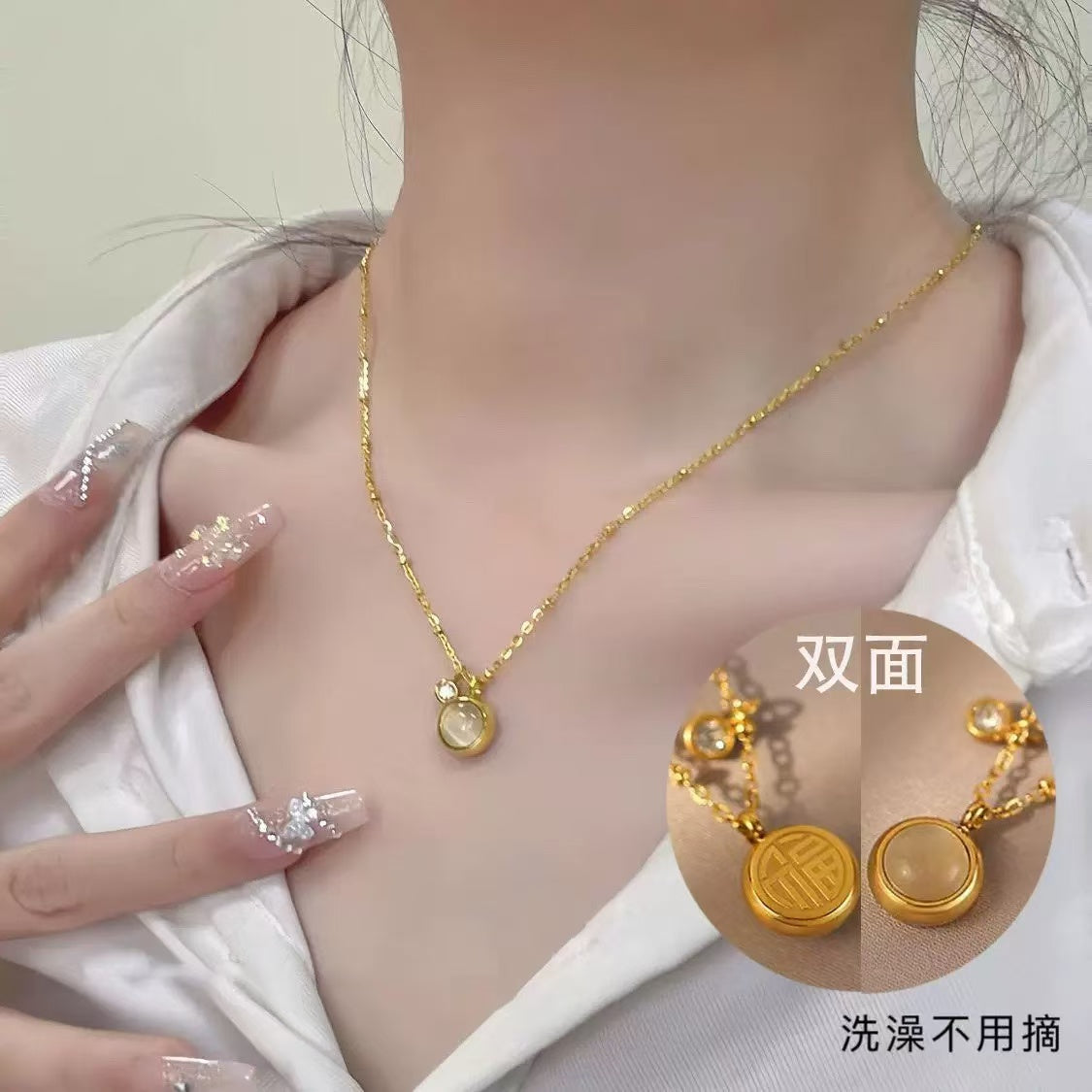 #57 stainless steel gold-plated necklace 2-year color warranty with 50 pieces minimum order