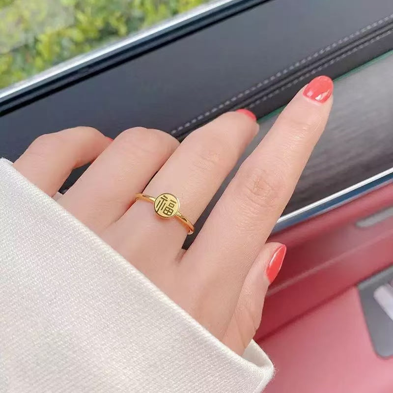 #73 Stainless Steel Gold Plated Ring 2 Year Color Warranty with 50 Pieces Minimum Order