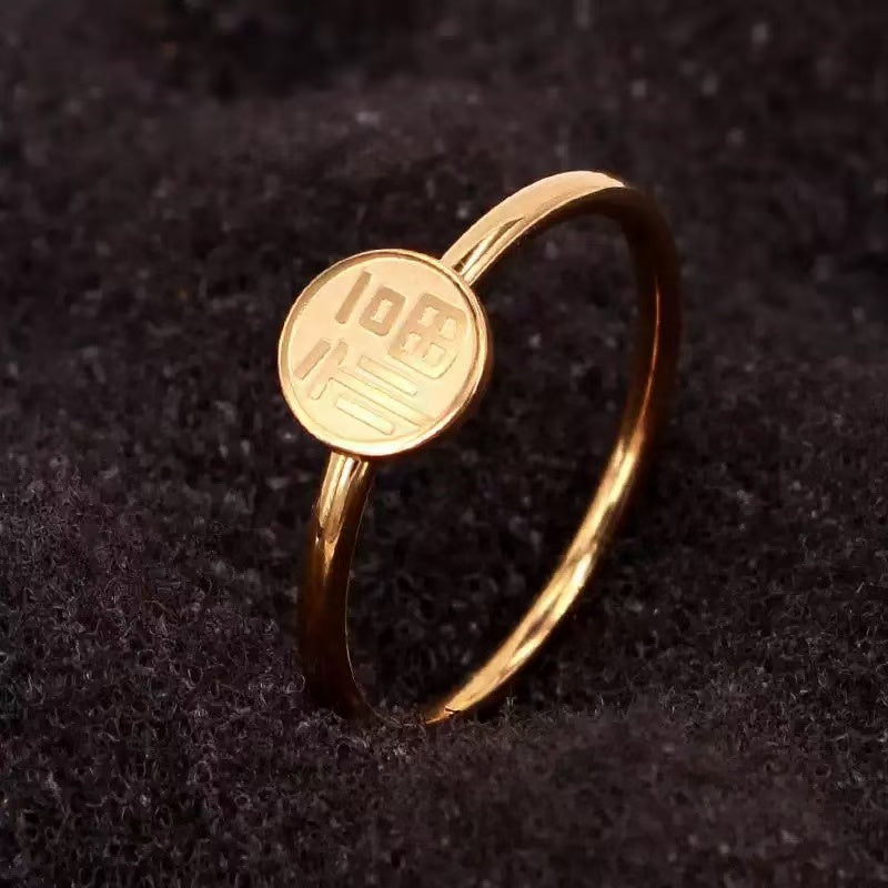 #73 Stainless Steel Gold Plated Ring 2 Year Color Warranty with 50 Pieces Minimum Order