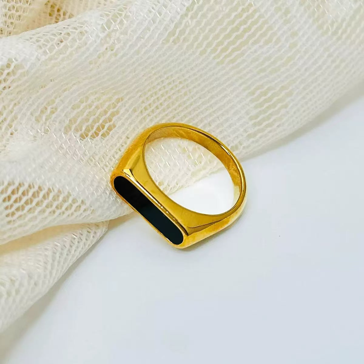 #74 Stainless Steel Gold Plated Ring 2 Year Color Warranty with 50 Pieces Minimum Order