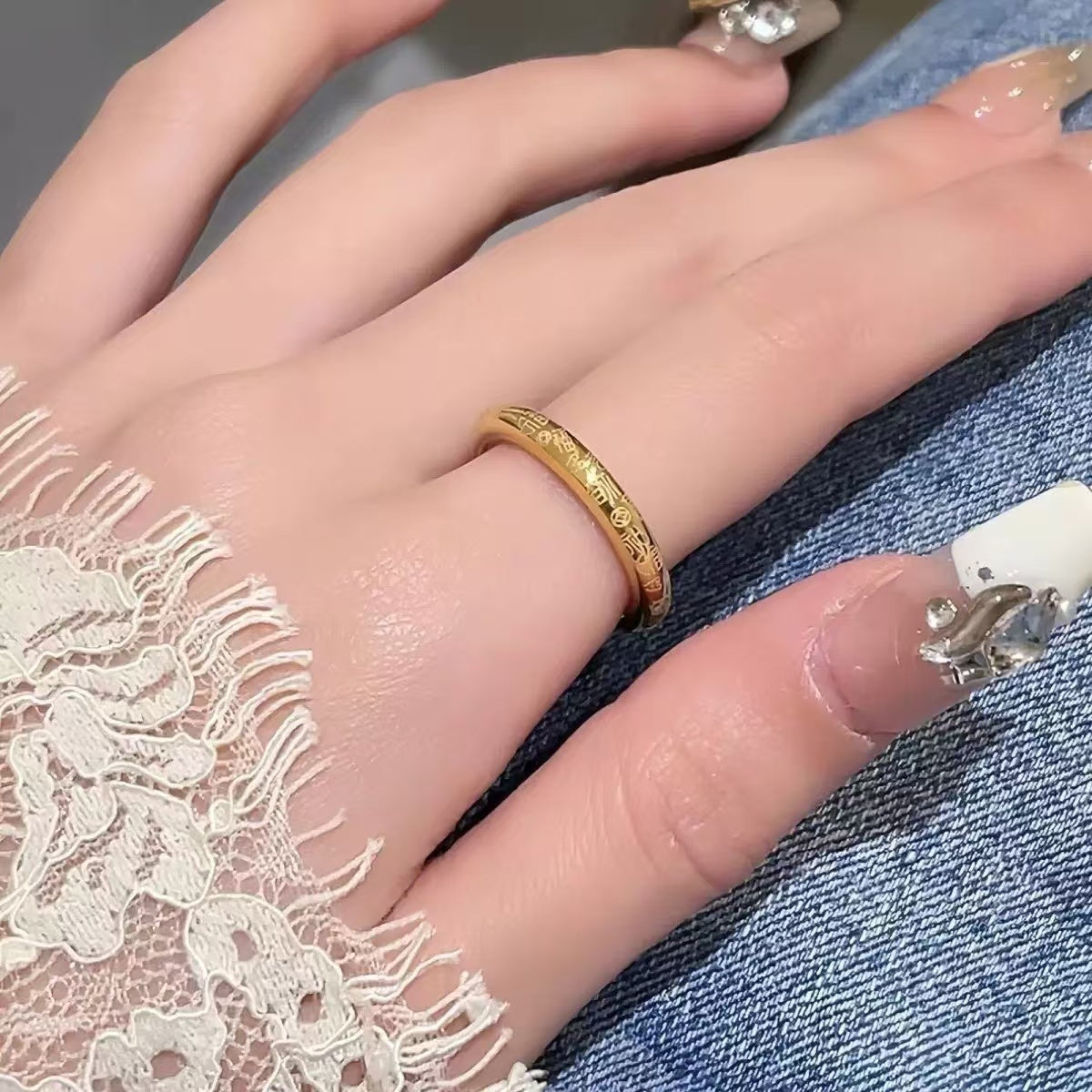 #78 Stainless Steel Gold Plated Ring 2 Year Color Warranty with 50 Pieces Minimum Order