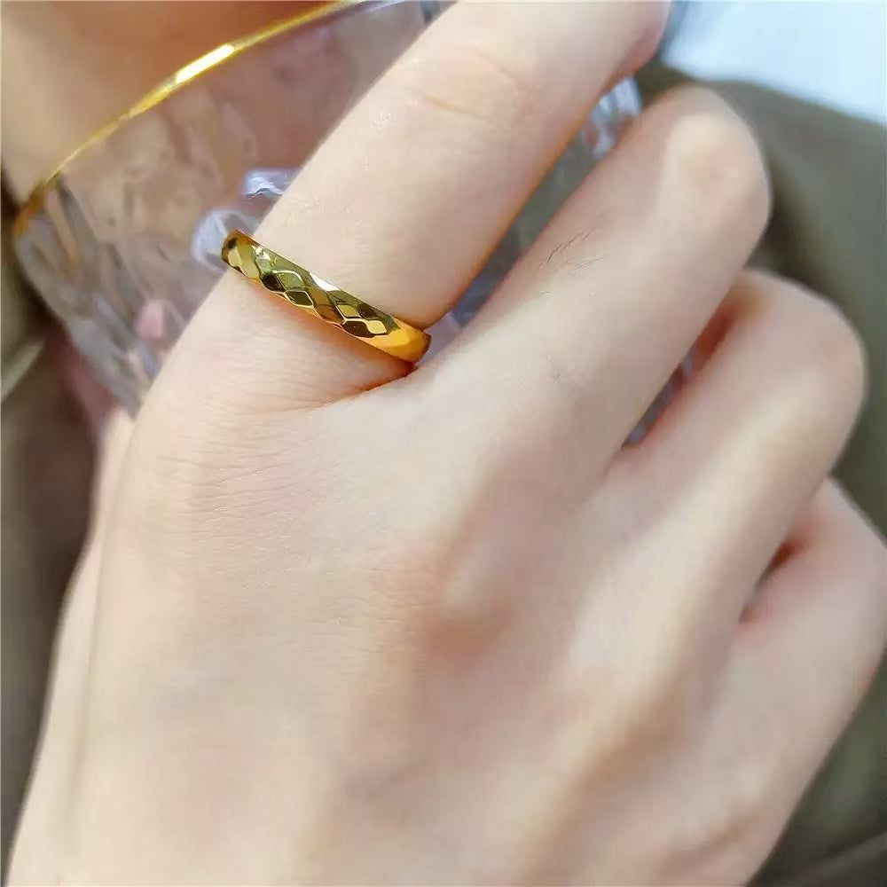#81 Stainless Steel Gold Plated Ring 2 Year Color Warranty with 50 Pieces Minimum Order