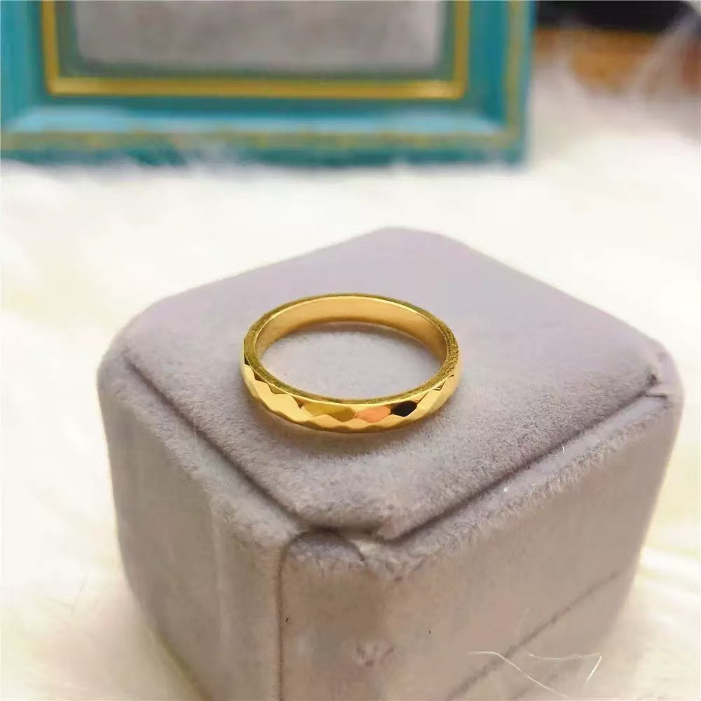 #81 Stainless Steel Gold Plated Ring 2 Year Color Warranty with 50 Pieces Minimum Order