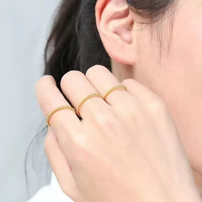 #83 Stainless Steel Gold Plated Ring 2 Year Color Warranty with 50 Pieces Minimum Order