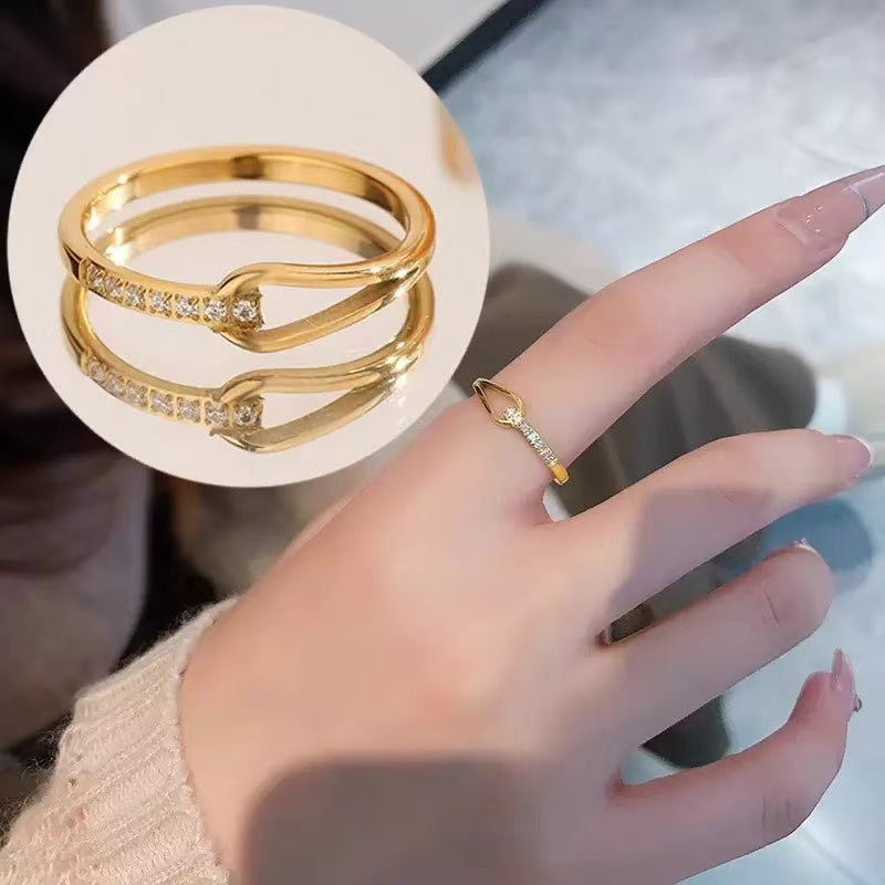 #87 Stainless Steel Gold Plated Ring 2 Year Color Warranty with 50 Pieces Minimum Order