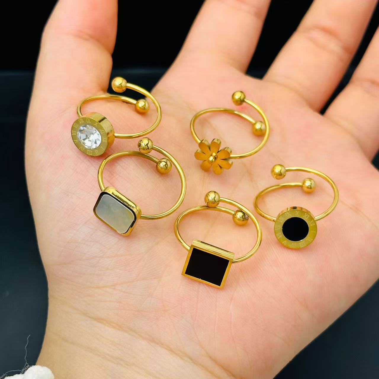 #90 Stainless Steel Gold Plated Ring 2 Year Color Warranty with 50 Pieces Minimum Order