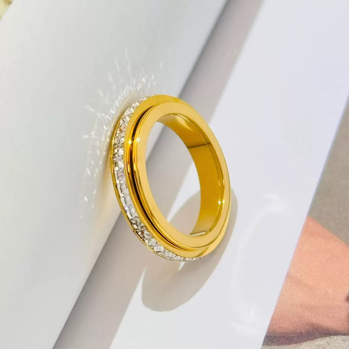 #92 Stainless Steel Gold Plated Ring 2 Year Color Warranty with 50 Pieces Minimum Order