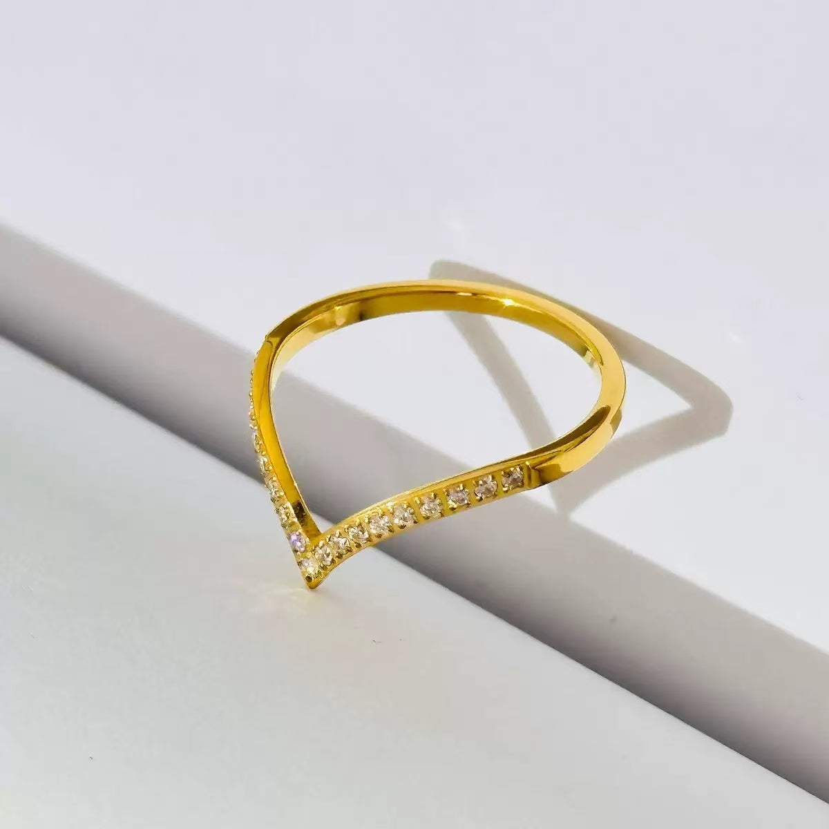 #95 Stainless Steel Gold Plated Ring 2 Year Color Warranty with 50 Pieces Minimum Order