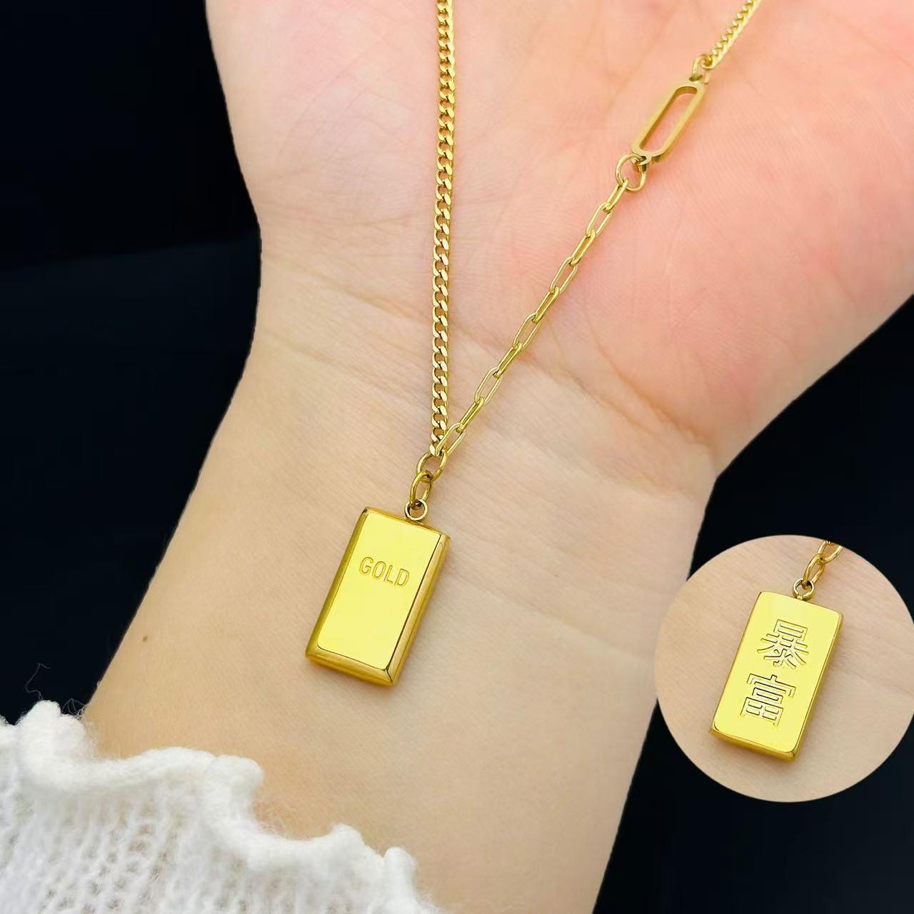 #42 stainless steel gold-plated necklace 2-year color warranty with 50 pieces minimum order